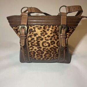 Justin Boots Leopard Print Shoulder Bag with Brown Accents